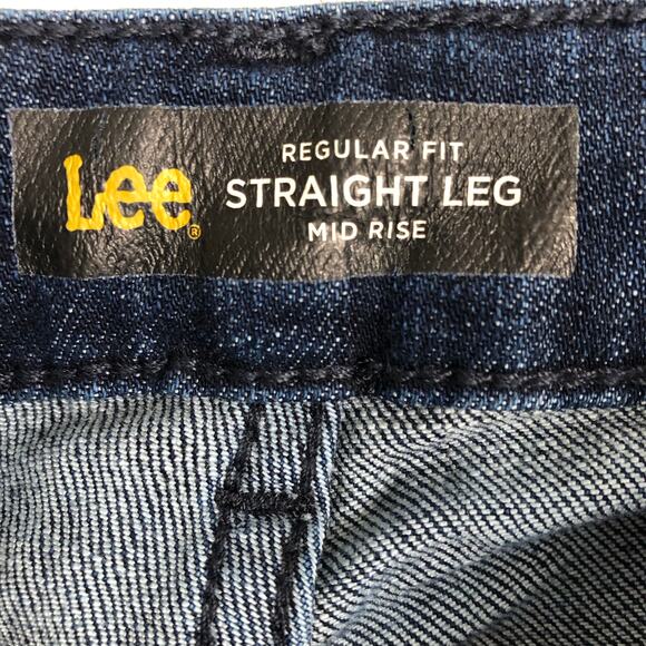Vintage Lee Straight Leg Mid-Rise Dark Wash Blue Jeans Denim Size 8 Long Pockets - Picture 5 of 7